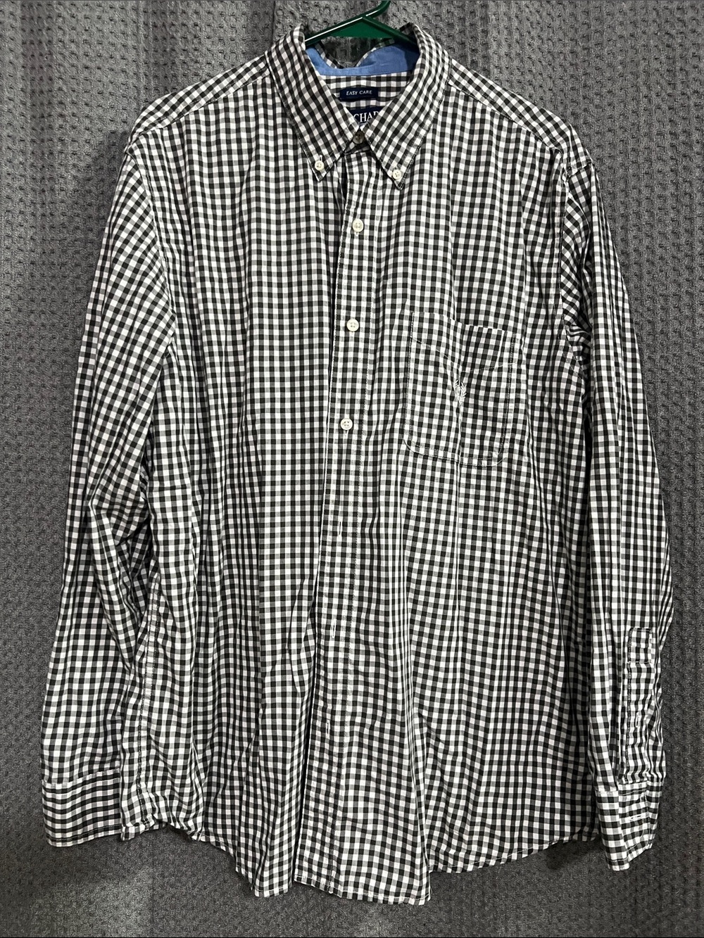 Chaps Black & White Gingham Button-Down Shirt